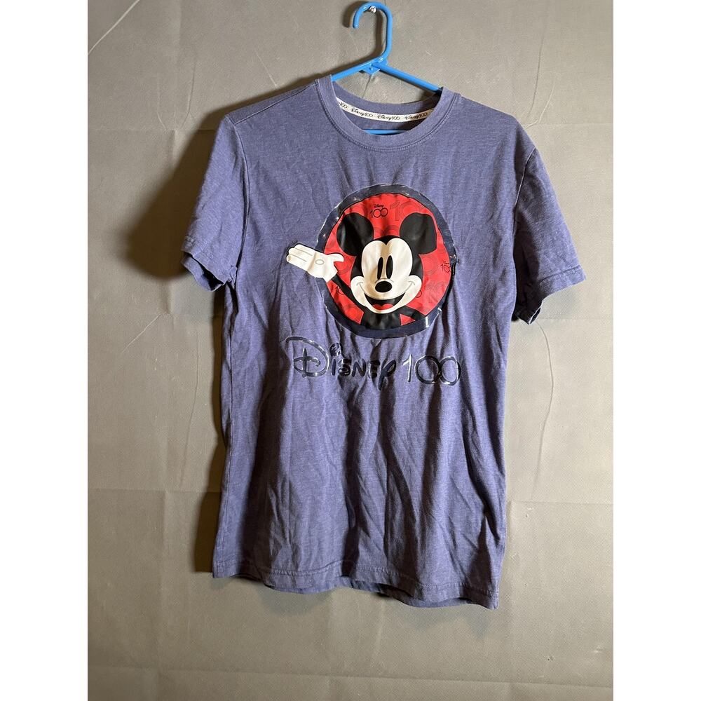 Disney 100 Shirt Mens Medium blue Mickey Mouse Graphic Tee Anniversary Logo